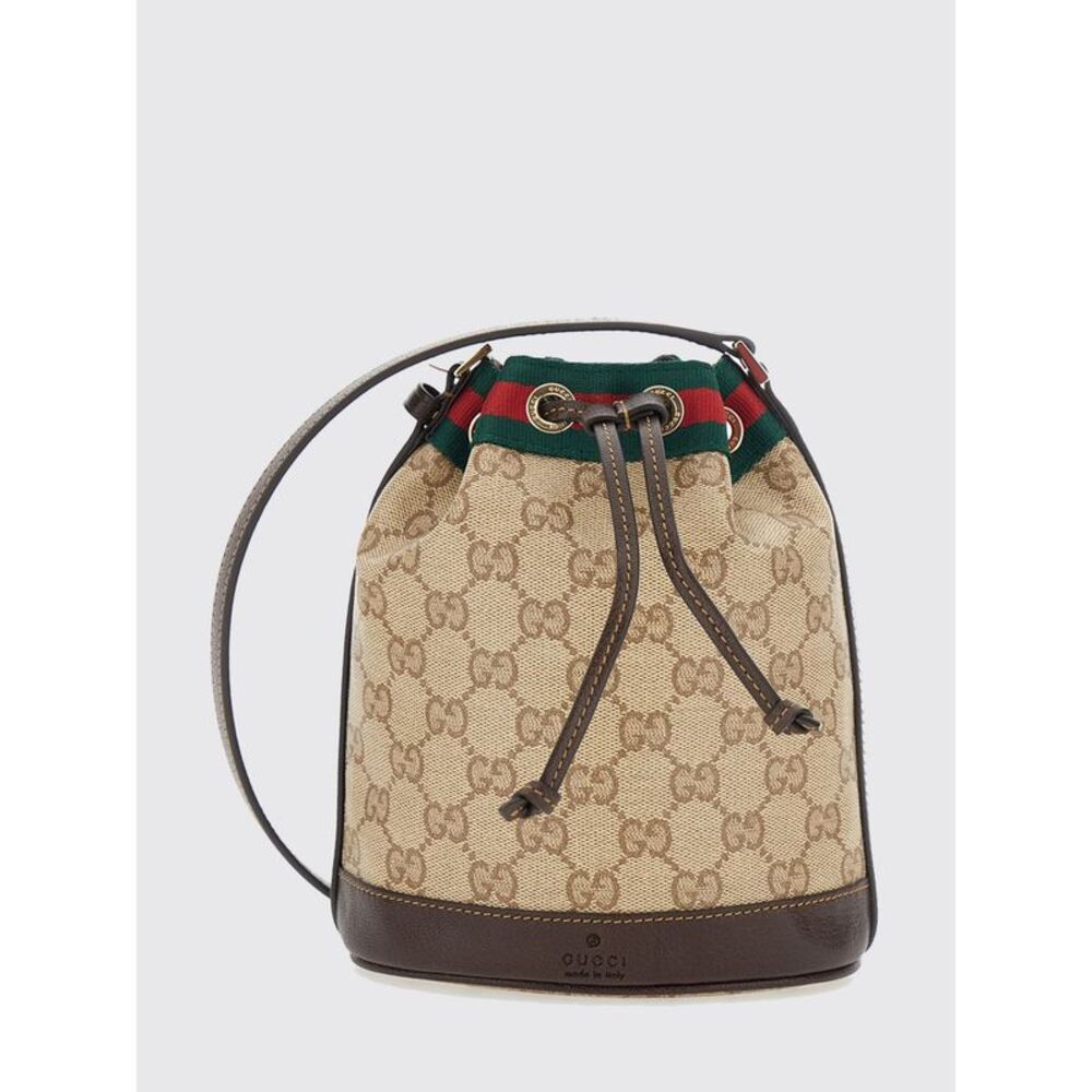 Gucci Women Gucci Mini Bucket Bag In Gg Monogram Fabric With Drawstring Closure